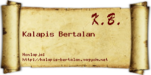 Kalapis Bertalan névjegykártya